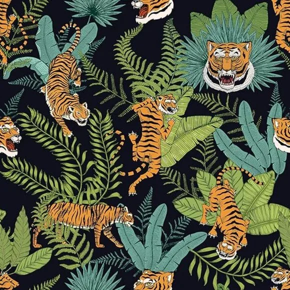 CHIHUT 17.7”x236” Woodland Tiger Peel Stick Wallpaper Jungle Leaf Removeable