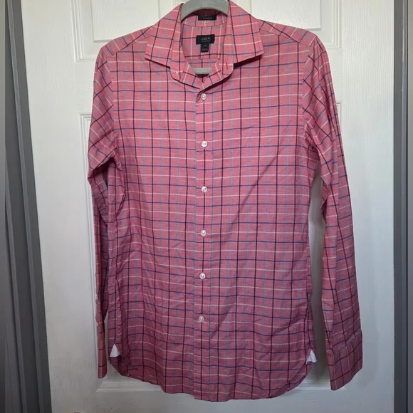 J. Crew Men's Pink Checkered Button Down Shirt Ludlow XS Cotton Preppy
