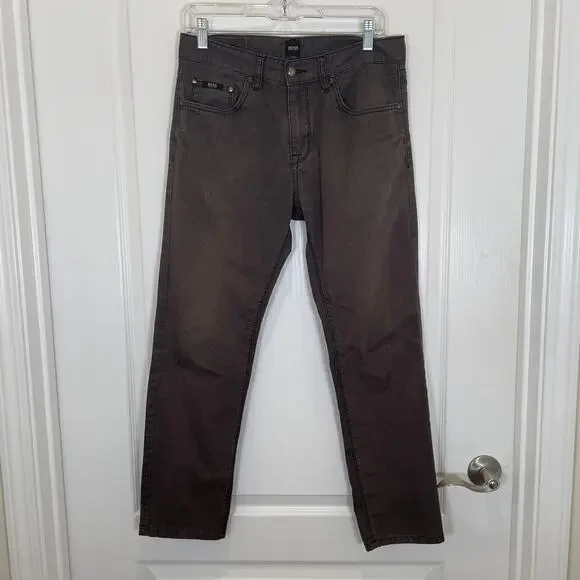 Boss Hugo Boss Straight Leg Jeans‎ Cotton Flannel Micro Stripe Brown 32 W 27 L