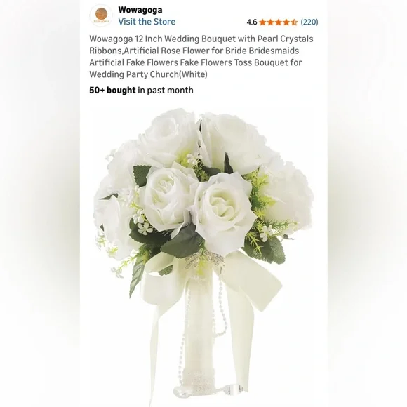 New White Wedding Bouquet Faux Roses Bride Photo Shoots 12