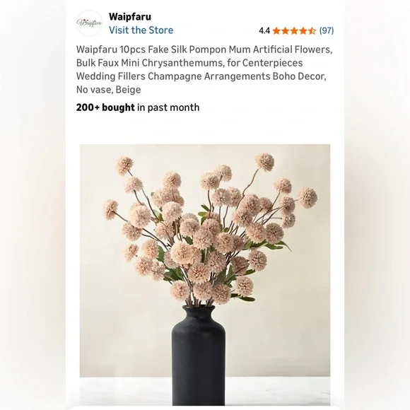 New Faux Mini Mums 10 Pcs Centerpiece Champagne Color Boho Decor Silk Florals