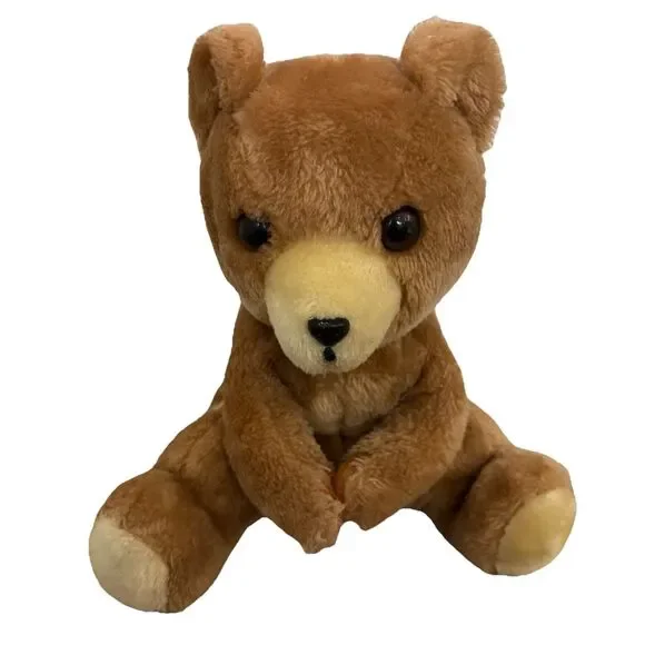 Vtg R. Dakin 1977 Teddy Bear Clasped Paws Korea Shredded Clippings Plush Toy