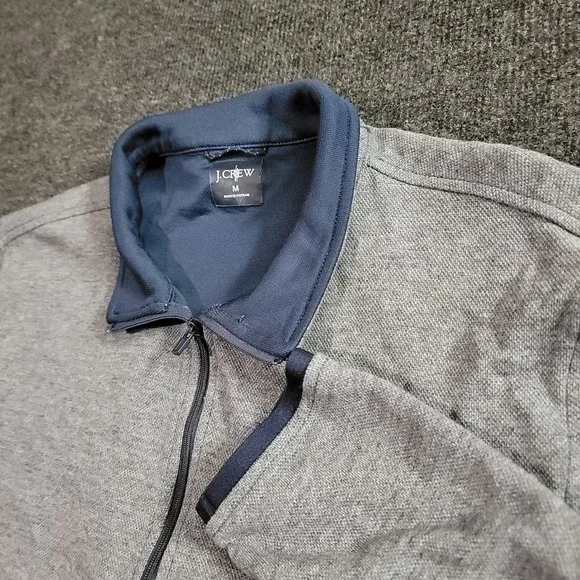 J.Crew Oarsman Quarter Zip Pullover Gray M Long‎ Sleeve Coolmax