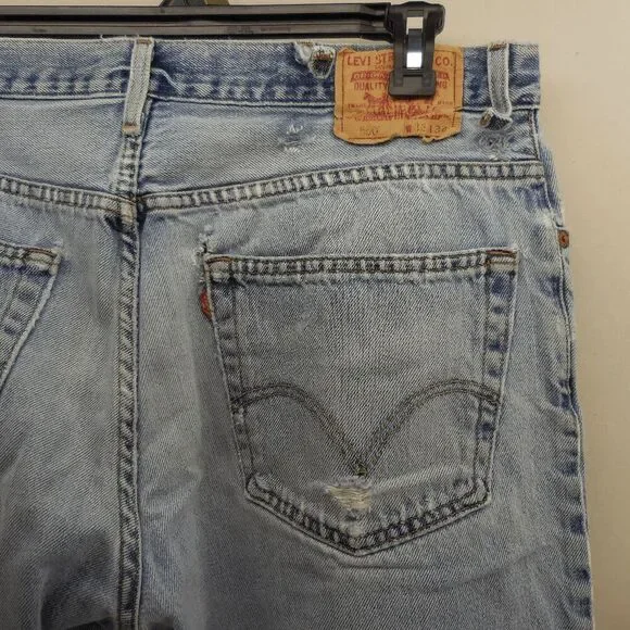Levis 550 Men's Light Wash Thrashed Red Tab Relaxed Fit Jeans 38x34