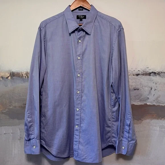 J.CREW Thompson Shirtings 80's 2-Ply Long Sleeve‎ Shirt XL Blue 17-17 1/2 Career
