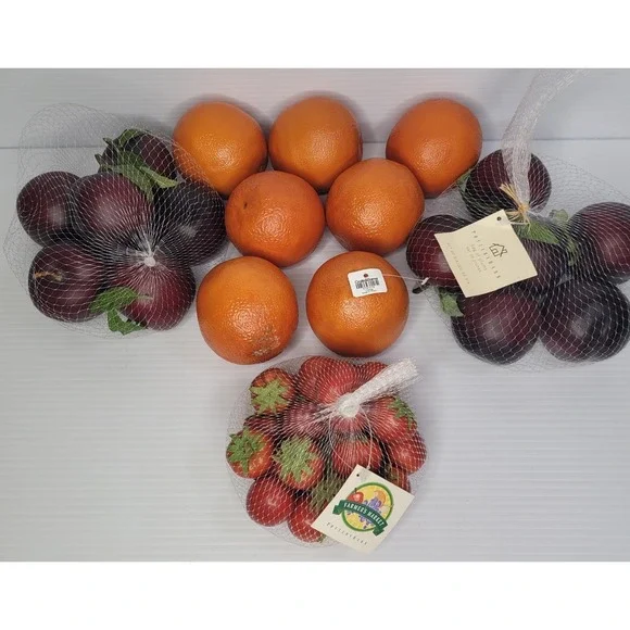 Pottery Barn Crate & Barrel Fake Fruit Oranges Plums & Tomatoes NEW Old Stock