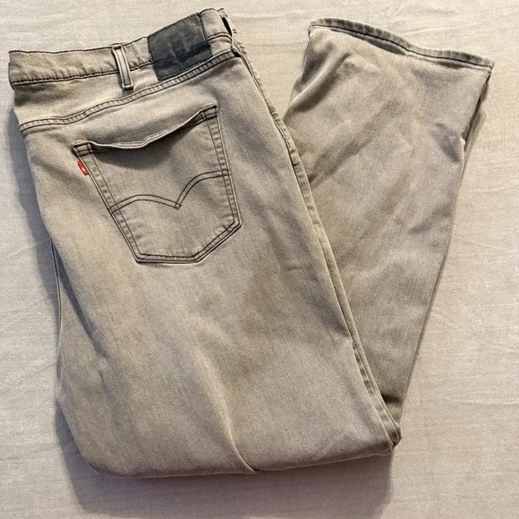 Levis 550 Relaxed Fit Jeans Mens 50x34 Gray Red Tab Denim Pants Big Size