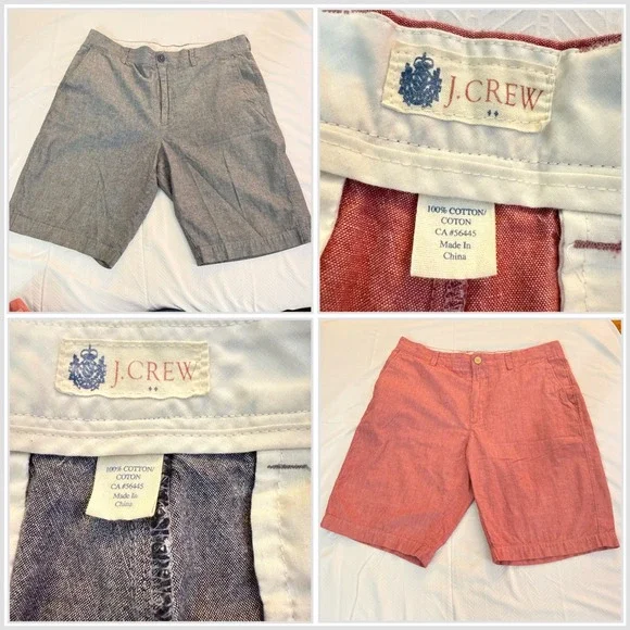 J.Crew Cotton Chambray Shorts Bundle Size 34 • Gray + Red Classic Fit‎