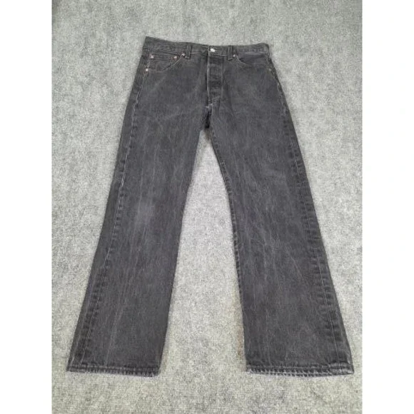 Levis 501 Original Fit Mens Faded Black Straight Leg Button Fly Jeans W33 L30