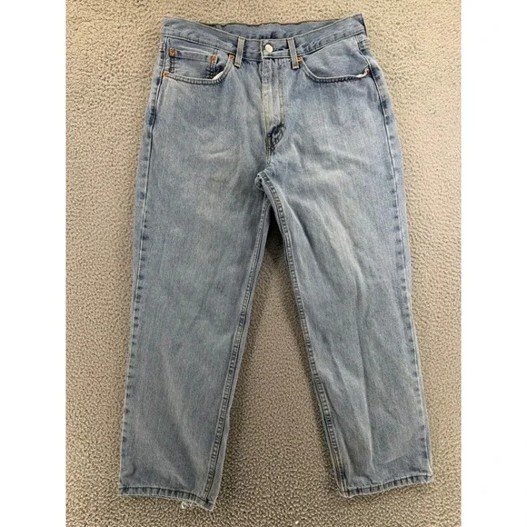 Levi's 550 Relaxed Fit Jeans Men's 32x28 Light Wash Blue Denim 100% Cotton READ