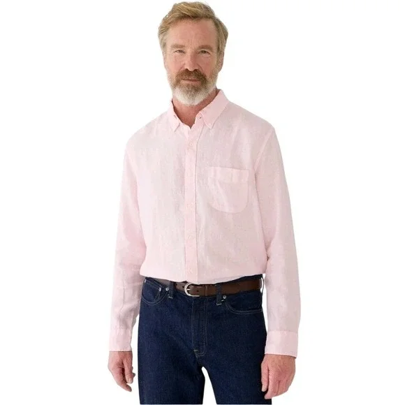 J. Crew Mens‎ Pink Long Sleeve Button-Down Linen Shirt - Size XXL NWT $110