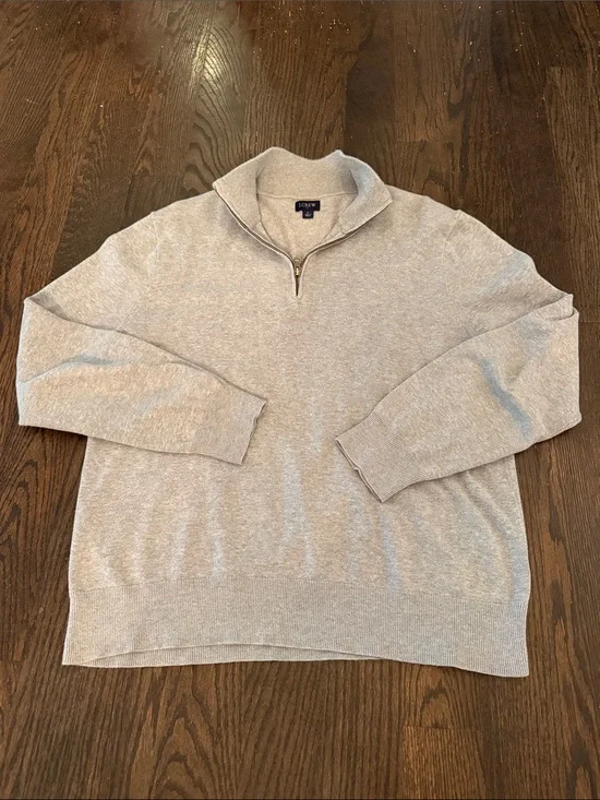 J. Crew Men's Light Heather Gray Half-Zip Sweater