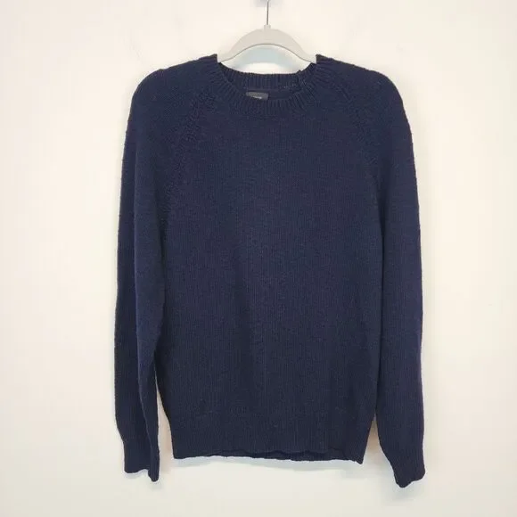 J.Crew Mens Pullover Sweater Size M Dark Blue 100% Cotton Preppy Classic Dad