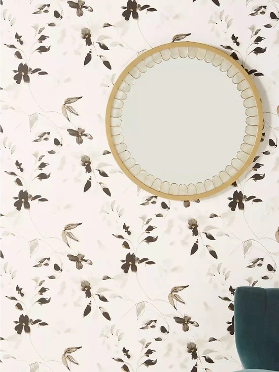 NEW Anthropologie Linden Floral Peel & Stick Wallpaper Roll, Gold, 20'L, 20.5