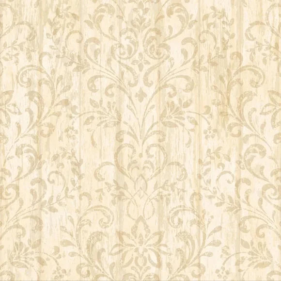 Wallpaper Reba Peach Country Faux Wood Damask
