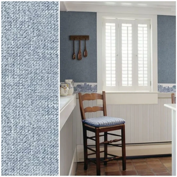 Wallpaper Waylon Faux Fabric Blue