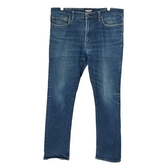 Lands' End Slim Fit Jeans Blue Square Rigger Stretch Denim 36x32