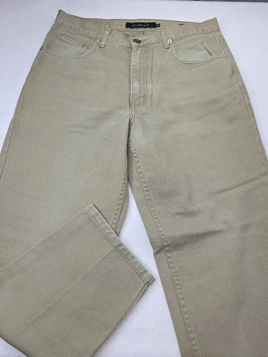 Calvin Klein Men's Casual Straight-Leg Jeans Beige Tan Size 34 CS-3671