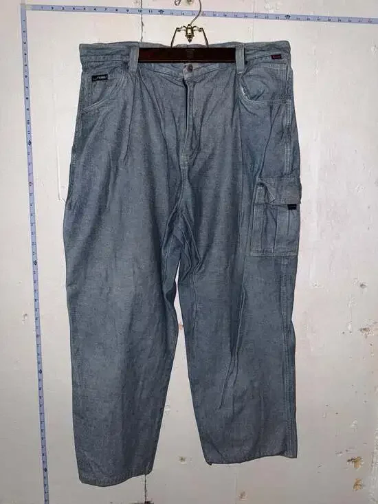 Vintage FUBU The Collection Baggy Carpenter Cargo Denim Jeans Size 42