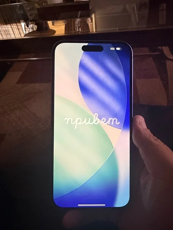 Apple iPhone with Black Front and Blue-Green Gradient Display