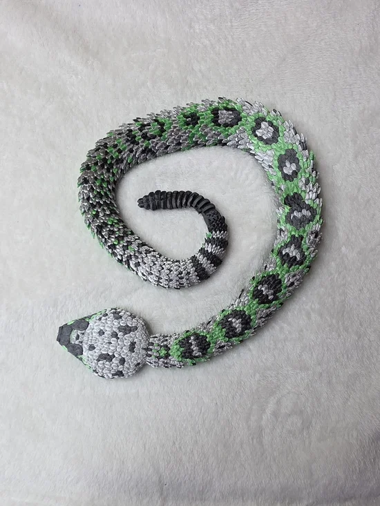 3d Printed Rattlesnake Green Grey Black
