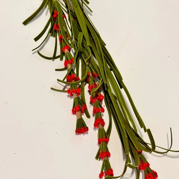 Elegant Red Berries & Green Artificial Floral Spray