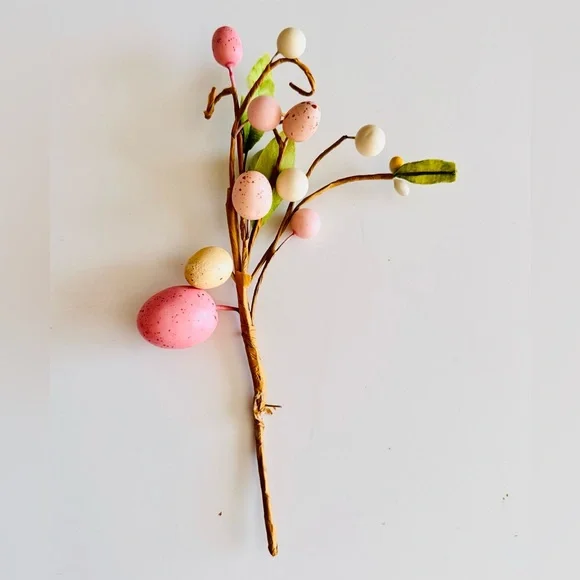 Pastel Easter Egg Floral Pick Green Leaves Stem Spring Eggs Arrangement
