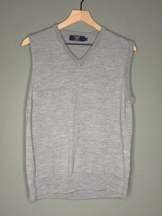 J.Crew Gray 100% Merino Wool Sweater Vest Men's XL