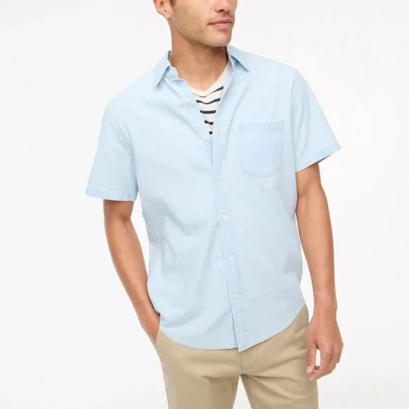 J.‎ CREW Men's EUC Short Sleeve Chambray Button-Down Shirt #L0500 | Size XL