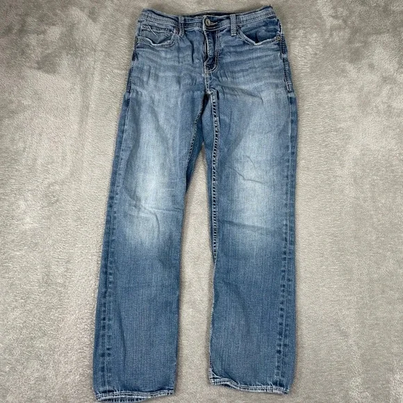BKE Alec Jeans Mens 29x30 Blue‎ Straight Leg Contrast Stitch Stretch ABP5099