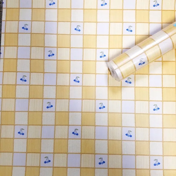 Wallpaper Yellow Check Blue Cherry Blueberry