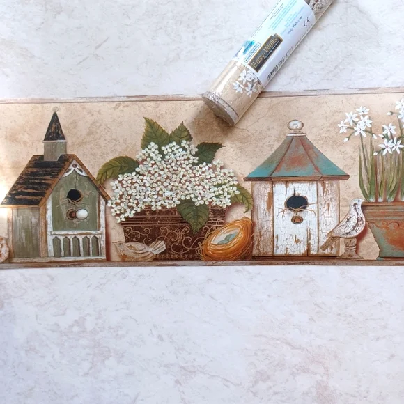 Wallpaper Border Elvin Wheat Home Sweet Home Birdhouse