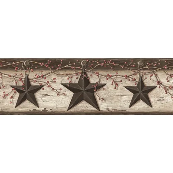 Wallpaper Border Rustic Barn Star