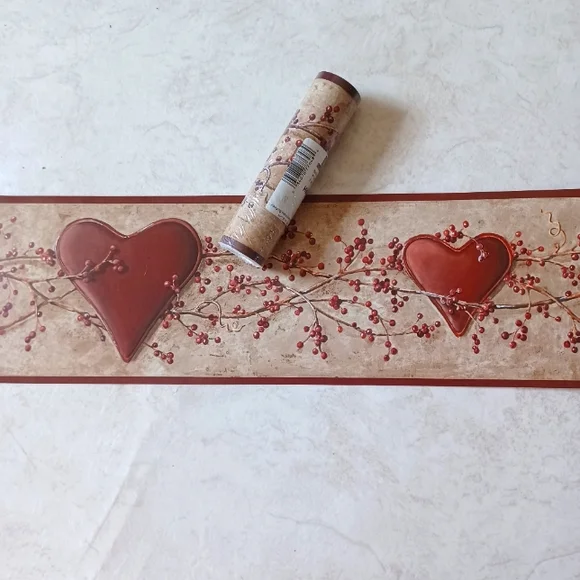 Wallpaper Border Country Hearts & Berry Vines