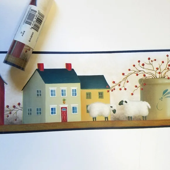 Wallpaper Border Folk Art Shaker Village