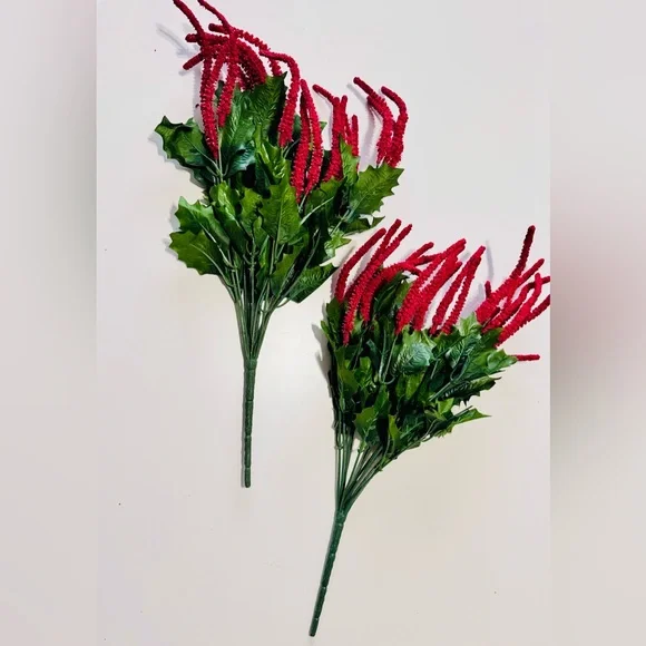 2 Pcs LIFELIKE Red Amaranthus Flower Picks Floral Decor Arrangement