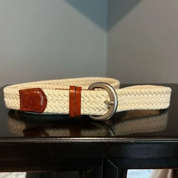J. Crew Leather and Cotton Belt with Silver Buckle