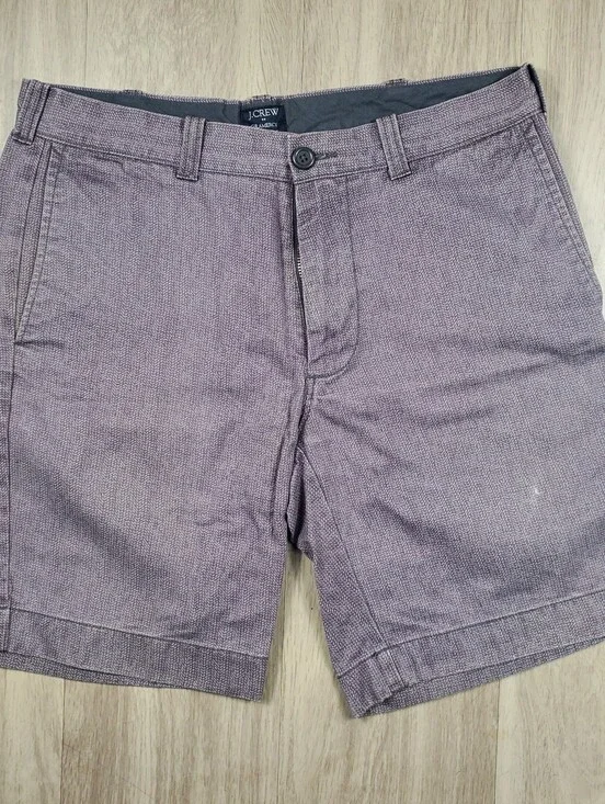 J.Crew Gramercy Shorts Mens 32 Purple Herringbone Cotton Flat Front Chino