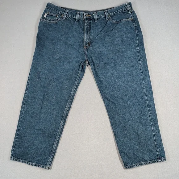 Carhartt Jeans Mens 48x28 Blue B460 DVB Relaxed Fit Workwear Denim Pants