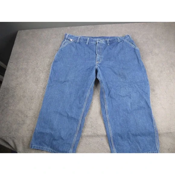 Carhartt FR Flame Resistant Dungaree Jeans Mens 46x21 Blue Denim FRB13-DNM CAT 2