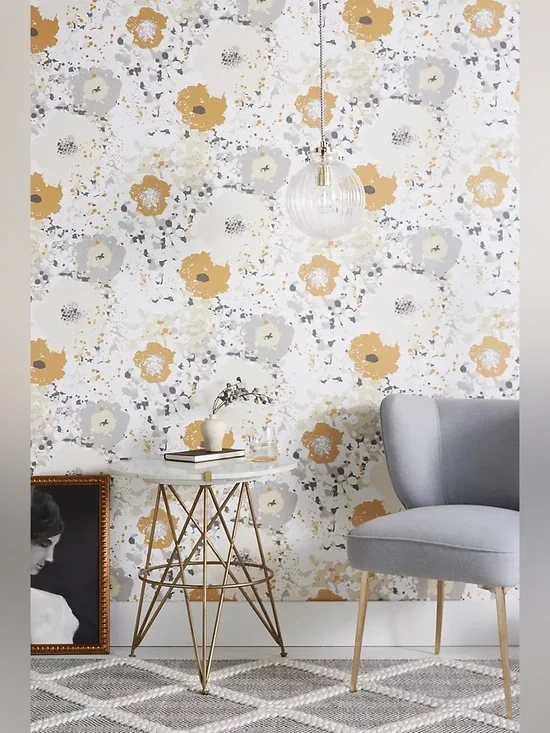 New Anthropologie x York Wallcoverings Spontaneity Metallic Floral Wallpaper