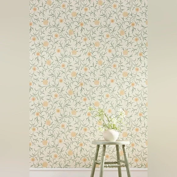 Anthropologie x Morris & Co. Scroll Leaves & Trees Thyme Pear Wallpaper Mural