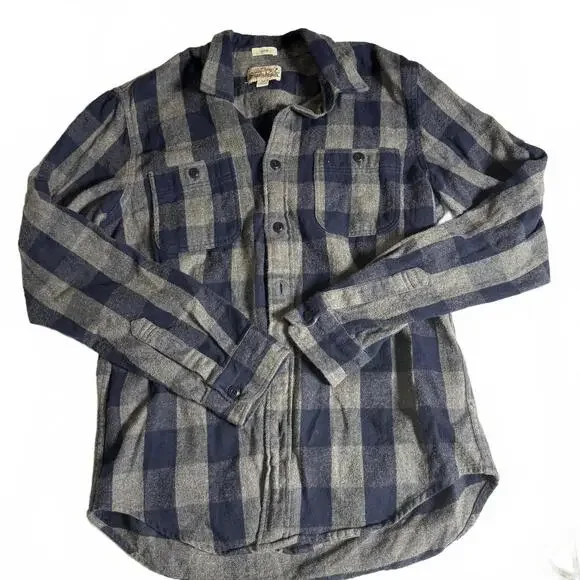 J. Crew Midweight Flannel Blue/Beige Plaid Men's Size M Grunge‎ Y2K Preppy