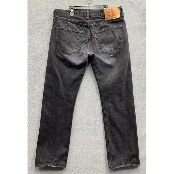 Levi's 501 Mens Denim Jeans Original Fit Button Fly Black 2016 Size 36X32 Read