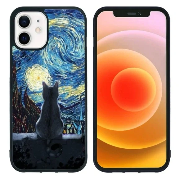 Starry Night Cat Phone Case for Iphone 12/12Pro