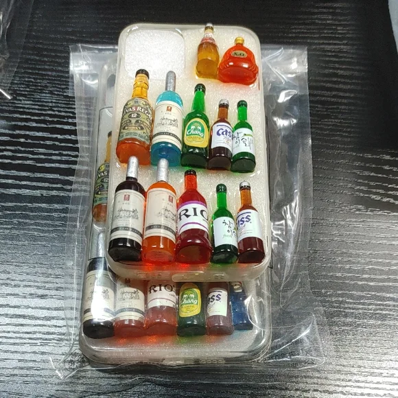 For iPhone 12 Mini Miniature Assorted Beverage Bottle Protective Phone Case