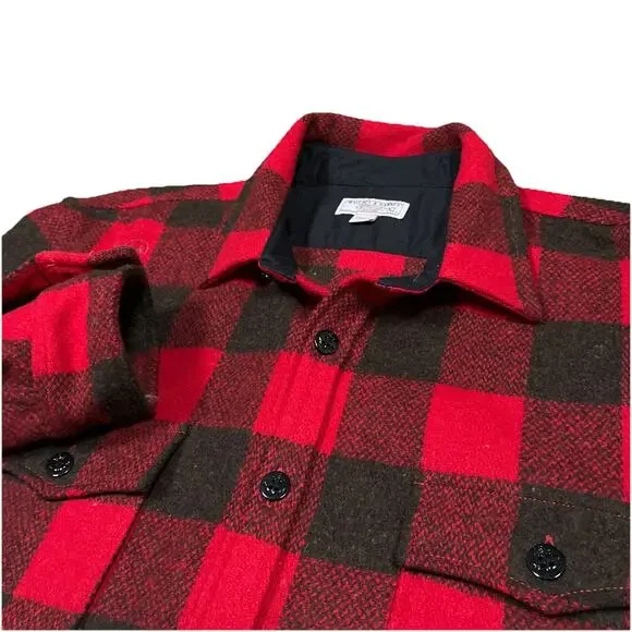 Wallace & Barnes Shirt Shacket XL Red Buffalo Plaid Wool Flannel Nautical J.Crew