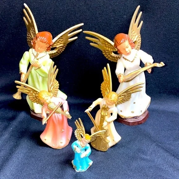 Vintage Christmas Angels figurines mcm Christmas decor 50s home decor prop