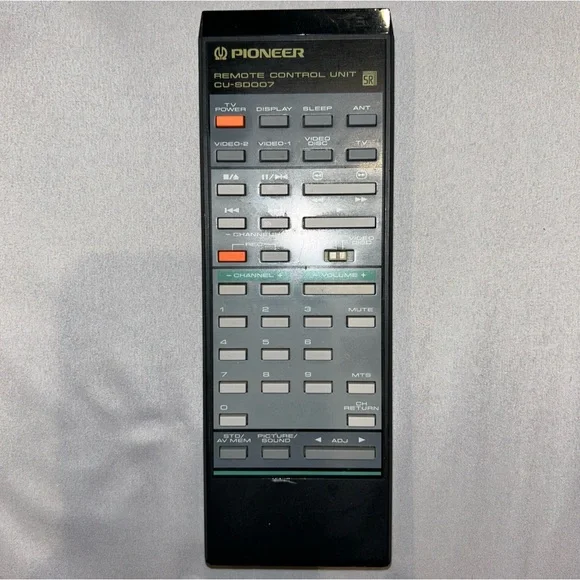 PIONEER CU-SD007 Remote Control Unit SD-P401 SD-P501 VCR Video Disc TV Volume