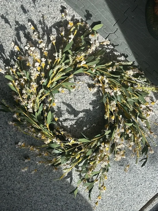 Floral Wreath with White and Green Accents